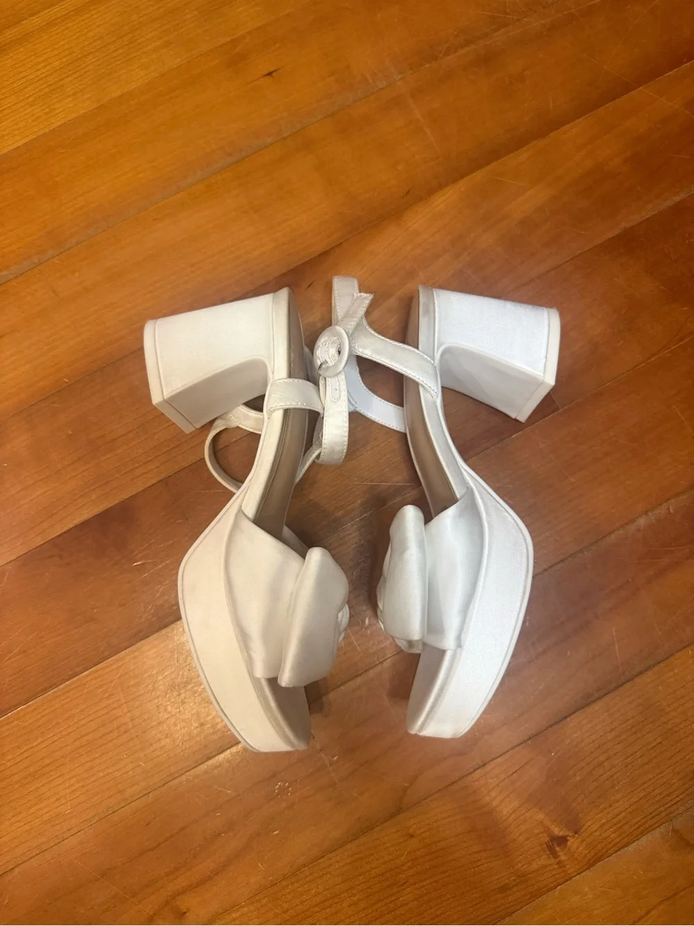 GB girls White Knotted Bow Block White Heel Sandals